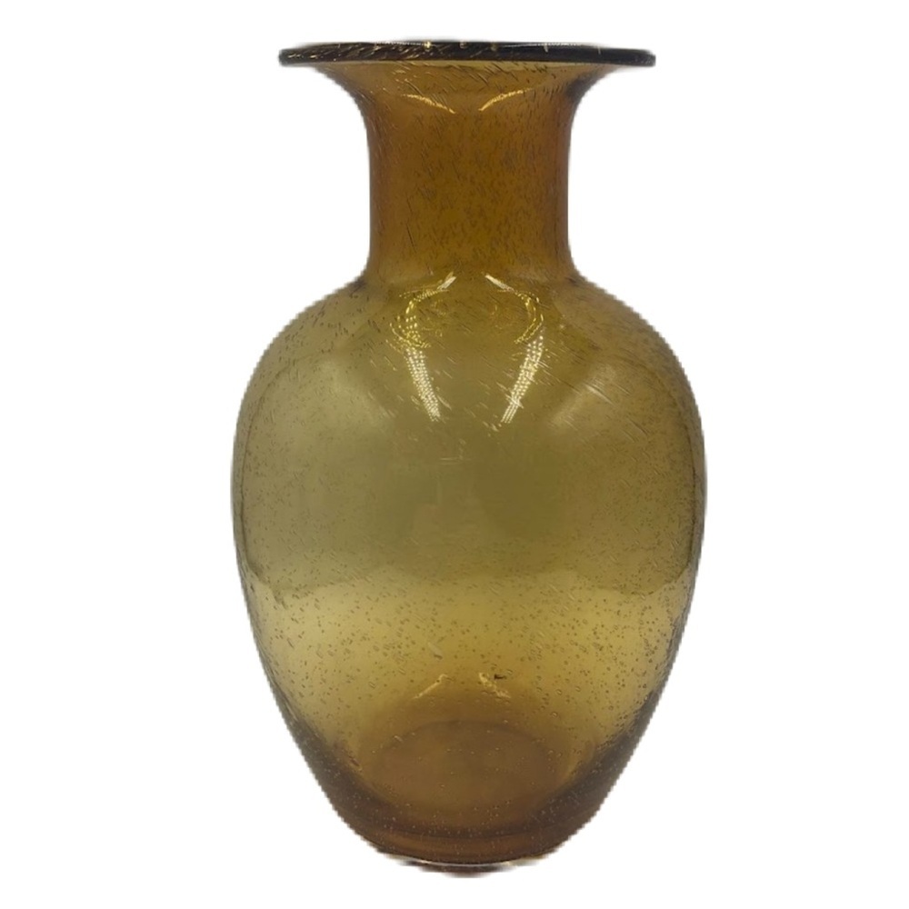 Vintage Amber Handblown Glass Tabletop Vase Weight Bottom